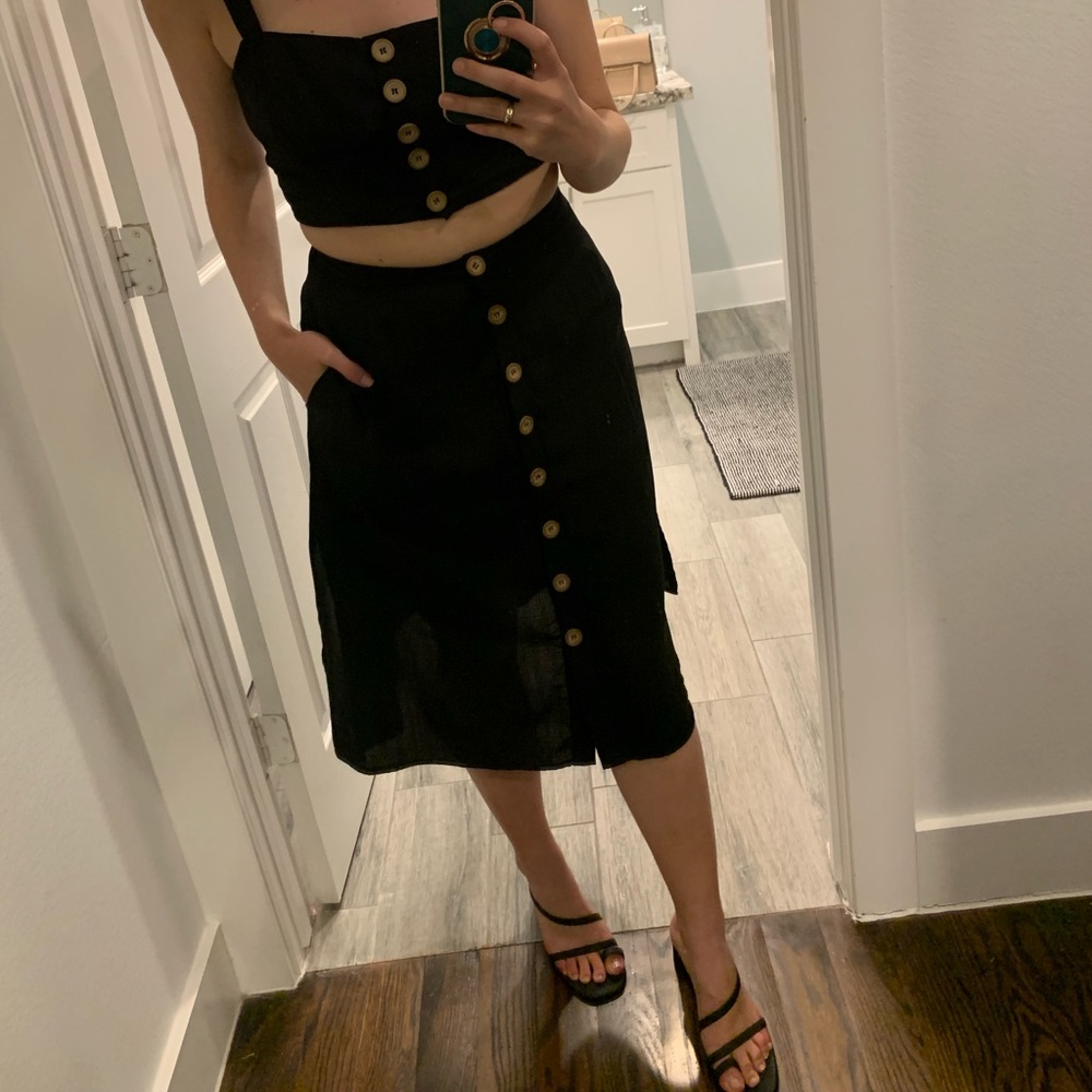Black Crop Top and Skirt Set, Lulus, Size M
